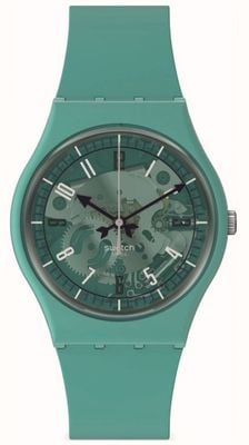 Swatch Fotonische turquoise (39 mm) turquoise wijzerplaat / turquoise siliconen band SO28G108