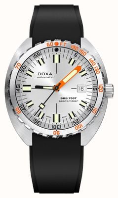 DOXA Sub 750t searambler（45毫米）银色太阳纹表盘/黑色FKM橡胶表带 825.10.021.20