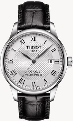 Tissot Le locle powermatic 80 homme cadran argent bracelet cuir noir T0064071603300