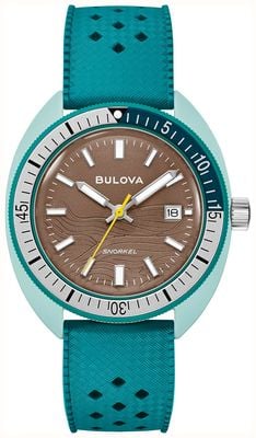Bulova Snorkel 'Sea Turtle' (41mm) Brown Wave Dial / Green Perforated Rubber Strap 98B446