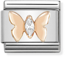 Nomination Classic Butterfly 9ct Rose Gold & Steel Charm 430305/19