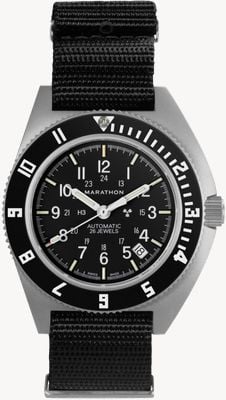 Marathon SSNAV-D Steel Navigator Date Automatic (41mm) Black Dial / Black Nylon Defstan Strap WW194030SS-0103