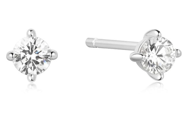 Ania Haie Silver White Stone Solitaire Studs E057-01H Jewellery