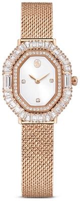 Swarovski Matrix Octagon (25mm) Silver Sunray Dial / Rose Gold-Tone Stainless Steel Mesh Bracelet 5732497