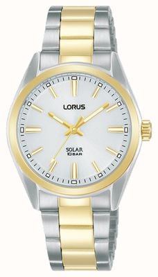Lorus Sport solaire 100 m (31 mm) cadran blanc soleillé / acier inoxydable bicolore RY506AX9
