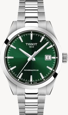 Tissot Montre Gentleman Powermatic 80 (38 mm), cadran vert / bracelet en acier inoxydable T1658071109100