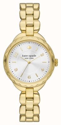 Kate Spade Morningside (34 mm) mostrador prateado / pulseira em aço inoxidável dourado KSW1735