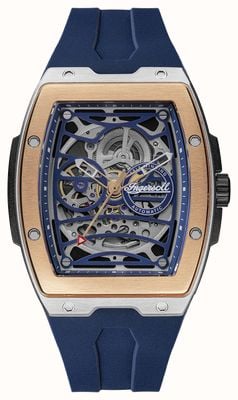 Ingersoll THE CHALLENGER Automatic (44.5mm) Blue Skeleton Dial / Blue PU Strap I12304