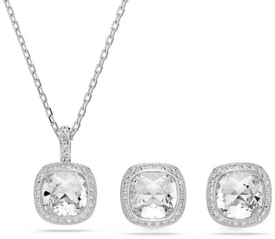 Swarovski Una Angelic set, Cushion cut, White, Rhodium plated 5754343