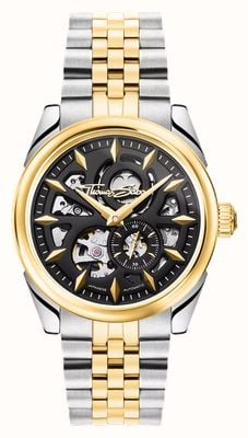Thomas Sabo Skelettiertes Automatikwerk (41 mm), schwarzes Zifferblatt / zweifarbiges Edelstahlarmband WA0410-291-203-41