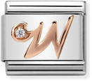 Nomination Classic Letter W 9ct Rose Gold & Steel Charm 430310/23