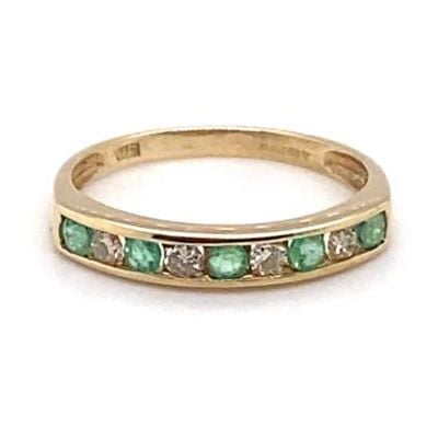James Moore & Co 9k Yellow Gold Emerald Diamond 9 Eternity Jewellery