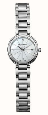 Herbelin Relógio Lady H Quartz (22 mm) com mostrador em madrepérola e pulseira em aço inoxidável com elos em H. 17312B19