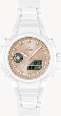Lacoste LC33 Dual-Display Multifunction (40mm) Rose-Gold Sunray Dial / White Silicone Strap 2001430