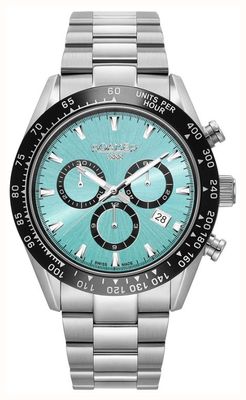 Roamer Monza 100 chronograaf (42 mm) met blauwe wijzerplaat en roestvrijstalen armband 850837 41 05 20