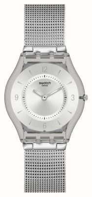 Swatch Tricot métallique (34 mm) cadran argenté / bracelet milanais en acier inoxydable SS08M100M