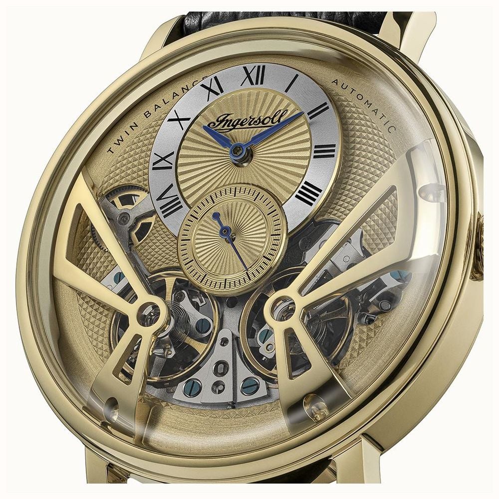 Ingersoll THE TENNESSEE Automatic (45.5mm) Gold Dial / Black Leather Strap I13106 - widok alternatywny 4