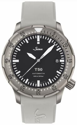 Sinn Taucheruhr T50 aus Titan (unverlierbare Sicherheitslünette), graues Silikon 1052.010
