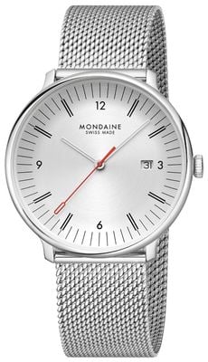 Mondaine Esfera Doppio (41 mm) color blanco roto / brazalete de malla de acero inoxidable MLE.41210.SM-EX DISPLAY