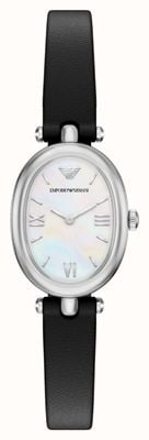 Emporio Armani Sinfonia (28mm) White Mother-of-Pearl Dial / Black Leather Strap AR11778