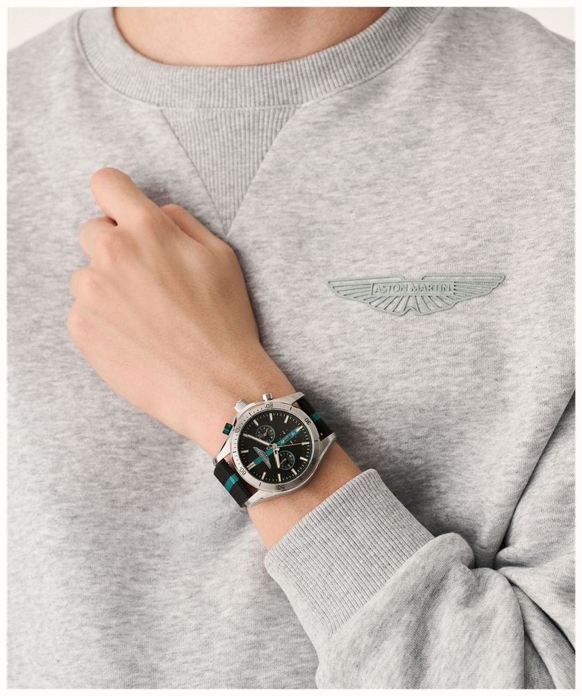 Aston Martin Thrill CLP Quartz Chronograph (45mm) Black Dial / Steel Bracelet & Silicone Strap MTRL1F607 - alternate view 5