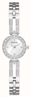 Guess Reloj Cassidy de cuarzo de tres manecillas (23 mm), esfera plateada / brazalete de acero inoxidable GW1016L1