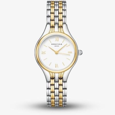 Rosefield Ladies Muse White Dial Two Tone Bracelet Watch MUWDSD-MU03