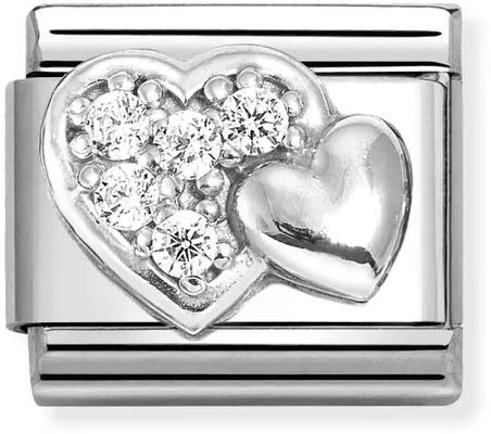 Nomination Classic Pave Raised Heart Sterling Silver Charm 330304/47