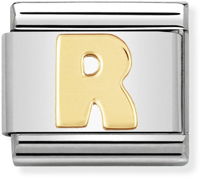 Nomination Classic Letter R 18ct Gold & Steel Charm 030101/18