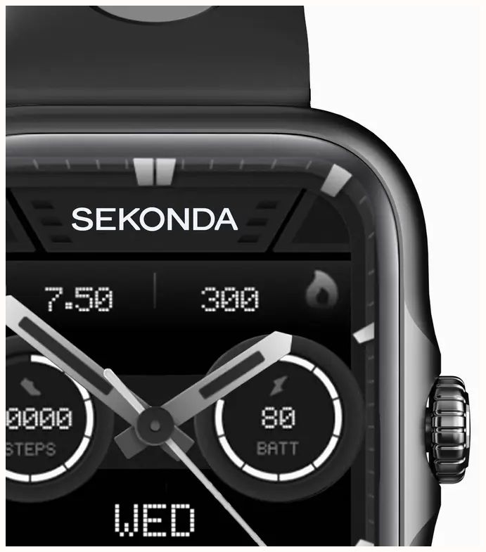 Sekonda Motion Pro GPS Smartwatch (39mm) AMOLED Display / Black Silicone Strap Watch 30240 - vue alternative 2