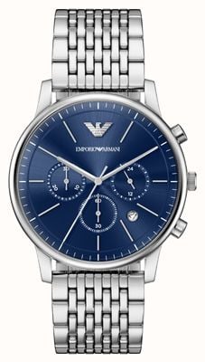 Emporio Armani Masculino | Mostrador Cronógrafo Azul | Pulseira De
