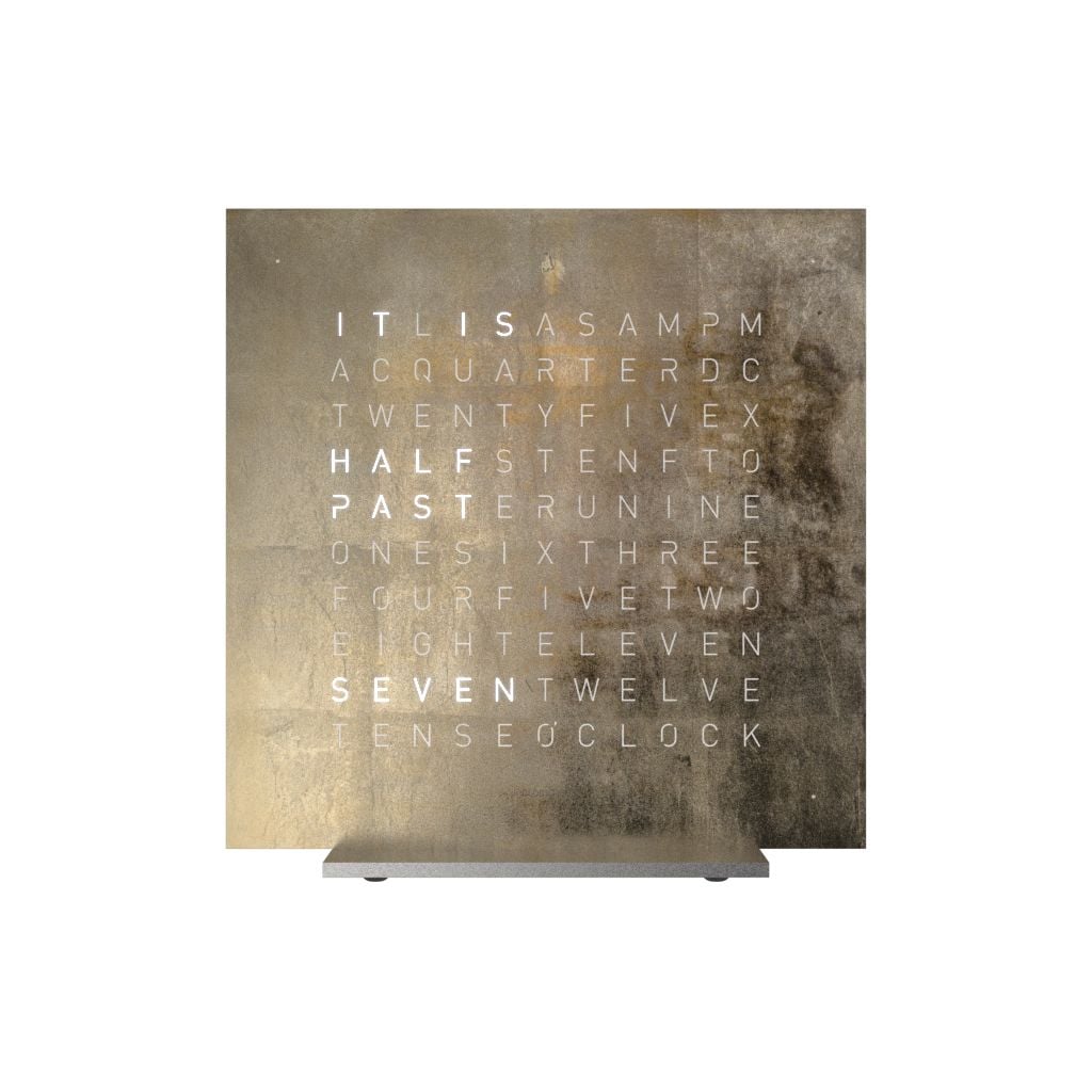 QLOCKTWO Earth 13.5 Ã©dition crÃ©ateur argent et or (anglais montre
