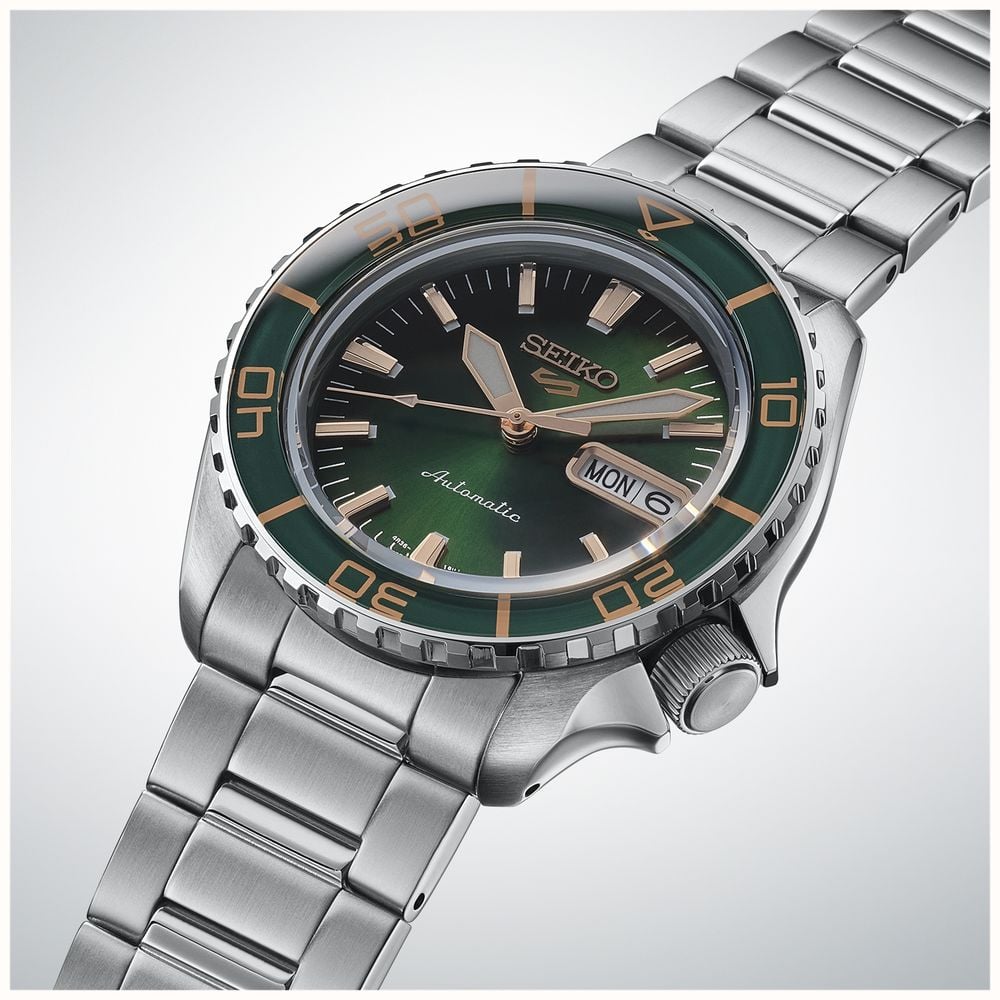 Seiko 5 Sports SKX SNZH Automatic (42.5mm) ‘Tweed Green’ Dial / Stainless Steel Bracelet Watch HDB005K1 - autre vue 3