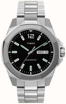 Timex Essex Avenue (44 mm), schwarzes Zifferblatt / Edelstahlarmband TW2U14700