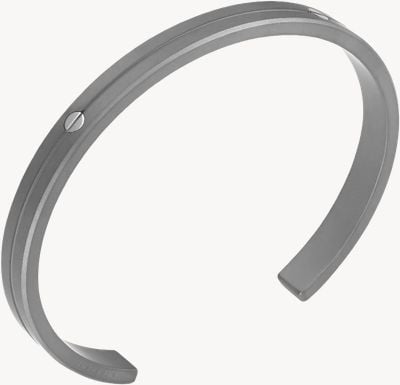 Herbelin Newport Bangle - Sandblasted Titanium With Polished Stainless Steel Screws - 7mm (One Size) JN7TD