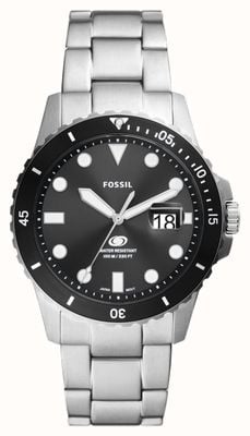 Fossil Mostrador preto azul masculino (42 mm) / pulseira de aço inoxidável FS6032