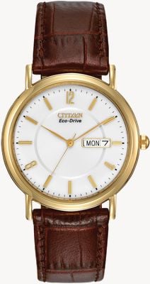 Citizen Orologio Eco-Drive con cinturino in pelle marrone BM8242-08A-Ex display