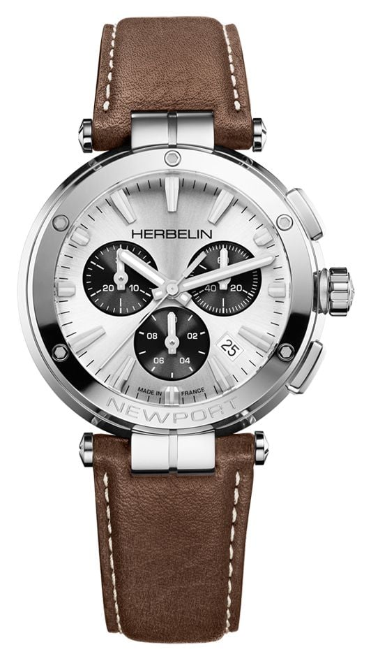 Herbelin Newport Chronograph 405mm Silver Sunray Dial  Watch