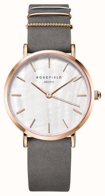 Rosefield West Village (33mm) White Mother-of-Pearl Dial / Grey Leather Strap WEGR-W75