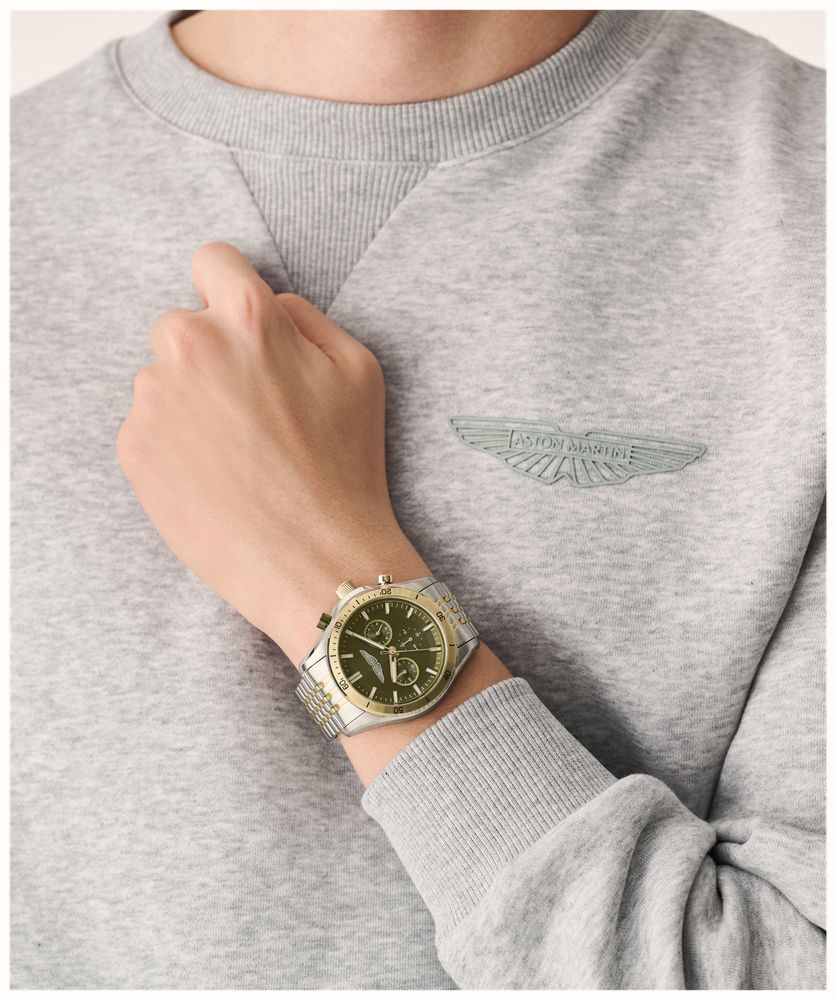 Aston Martin Thrill CLP Quartz Chronograph (45mm) Bertelli Green Dial / Two-Tone Stainless Steel Bracelet MTRL1F608 - alternate view 4