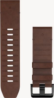 Garmin QuickFit Bands (26mm) Walnut Brown Leather with Black Hardware - Strap Only 010-14508-20