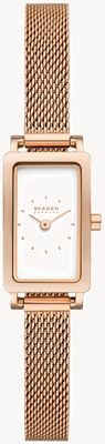 Skagen Women's Hagen Micro (30mm) White Rectangular Dial / Rose Gold-Tone Stainless Steel Mesh Bracelet SKW3148