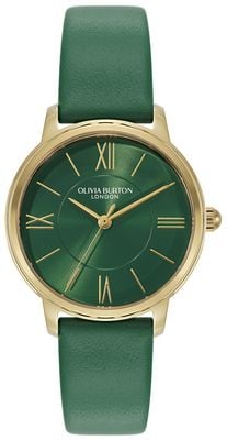Olivia Burton Westbourne Classic (30 mm), esfera verde y correa de piel verde 24000352