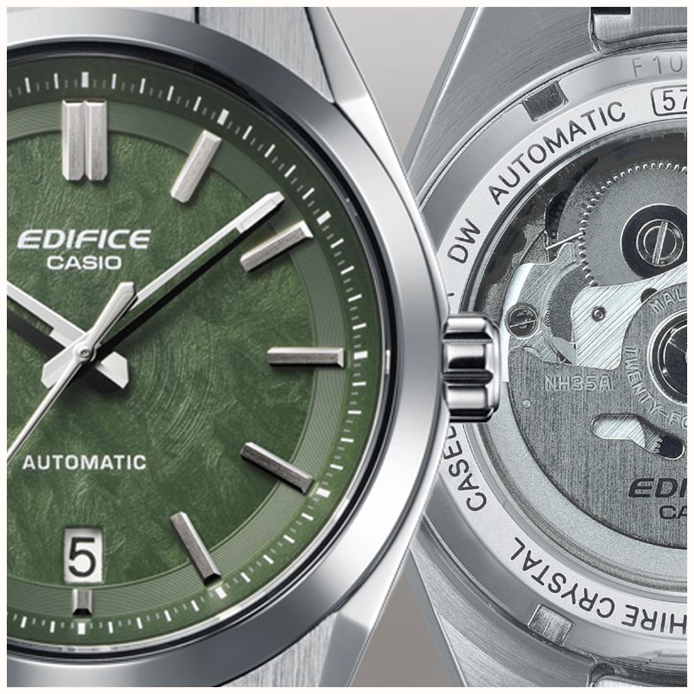 Casio Edifice EFK-100D-3AER Orologio Automatico, Quadrante Verde Texture Carbonio, Vetro Zaffiro - 2
