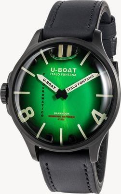 U-Boat Orologio Darkmoon Kama PVD (46,5 mm) quadrante soleil verde-nero fotocromico / cinturino in pelle di vitello nero 3343