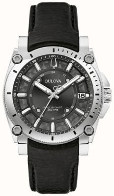 Bulova Mostrador preto ícone masculino (40 mm) / pulseira de couro preta 96B416