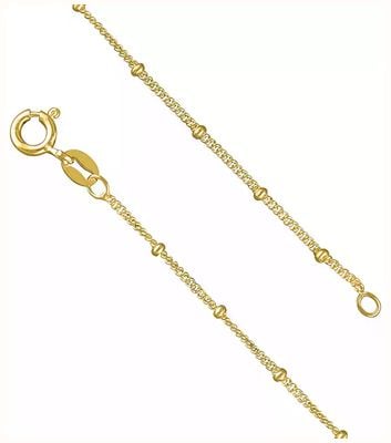 James Moore CME Sterling Silver 18" Gold Plated Satellite Ball And Curb Chain H4123-46