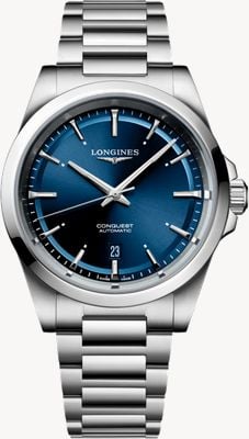 LONGINES Conquest Automatik (41 mm) blaues Zifferblatt mit Sonnenschliff / Edelstahlarmband L38304926