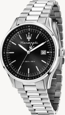 Maserati Herren-Sorpasso (42 mm) schwarzes Zifferblatt / Edelstahlarmband R8853124003
