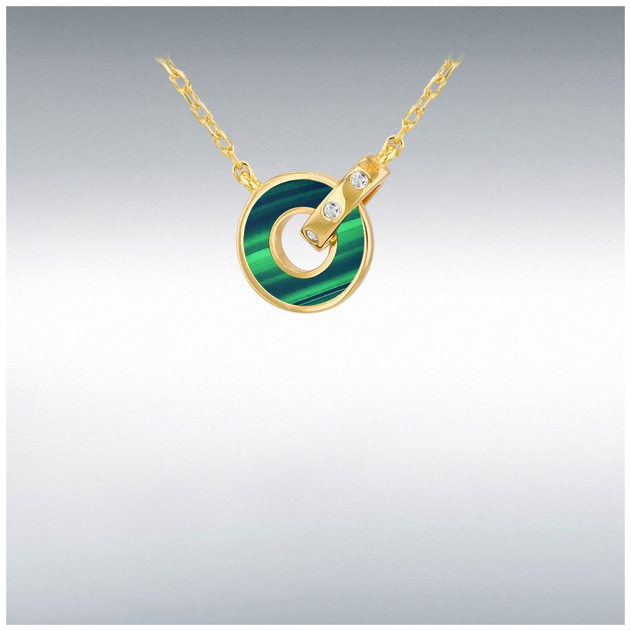 James Moore & Co Silver Gold Plated Malachite And C/z Ring Jewellery